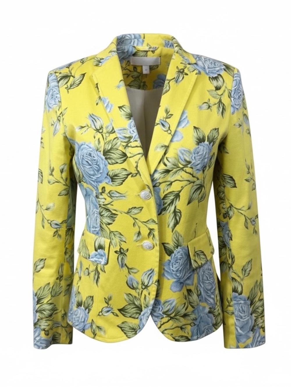 Rag & Bone Yellow Blue Rose Floral Blazer Tailored Two Button 6